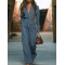 【24-hour shipping out】Casual Fashion Simple Retro Multi-Pocket Denim Long Sleeve Jumpsuit