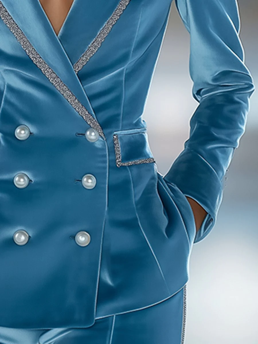 【24-hour shipping out】Casual Loose Retro Solid Velvet Pocket Blazer